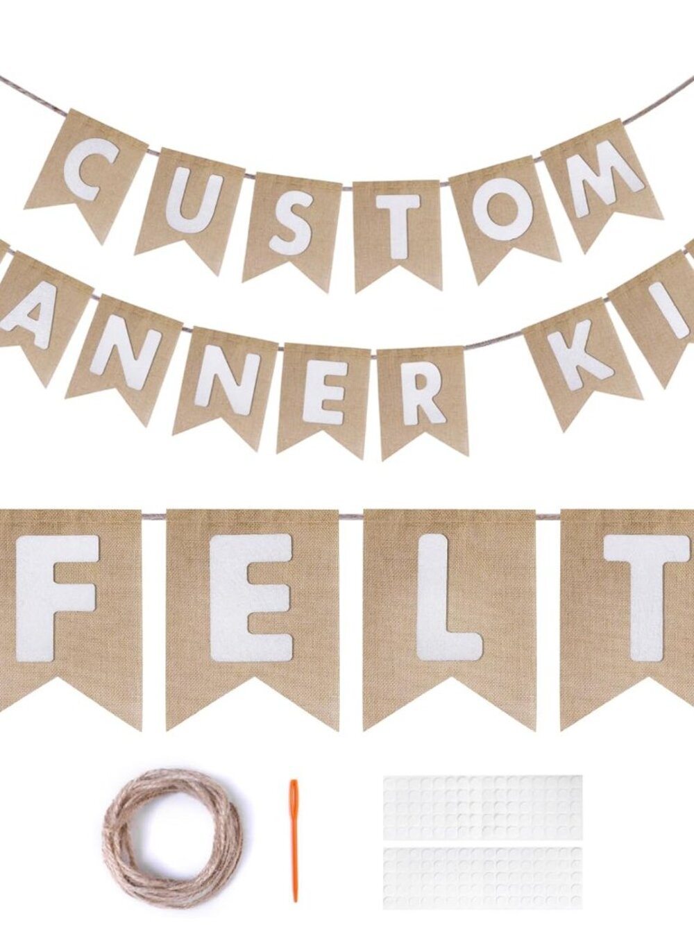 Custom Banner Kit, 28 Burlap Banner with 92 Felt Letters, Make Your Own Diy Cust